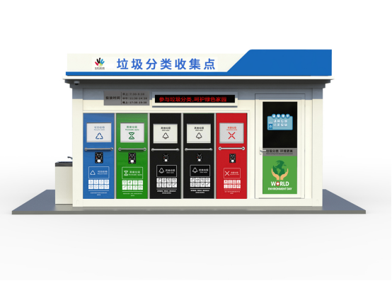 垃圾房效果圖，智能垃圾房，垃圾分類收集點，回收站生產(chǎn)廠家，垃圾分類定時定點收集點